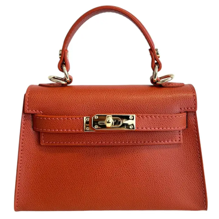 Orange colour genuine leather ladies bag