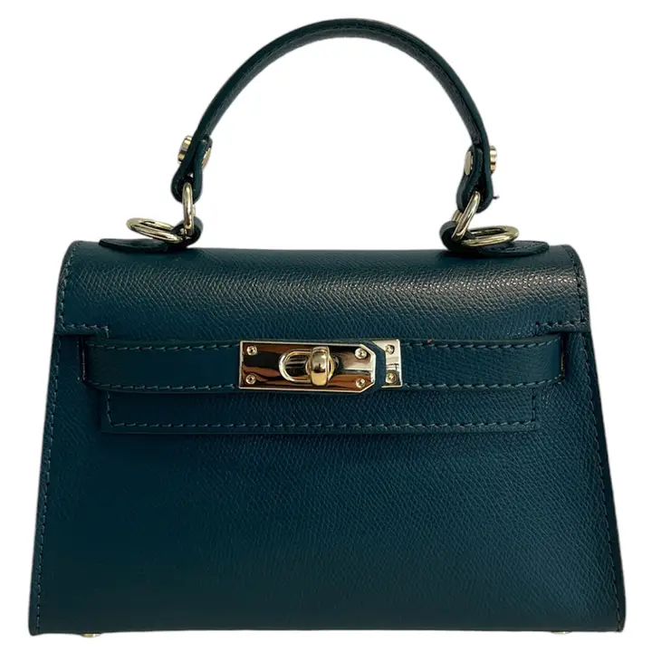 Teal colour genuine leather ladies bag