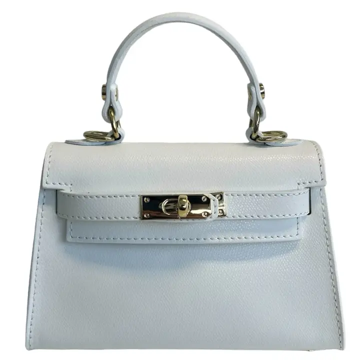 White colour genuine leather ladies bag