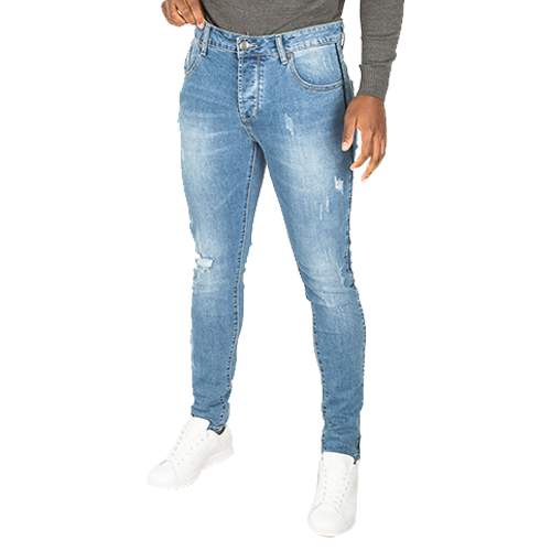A135d Blue Distressed Ripped Denim Jeans