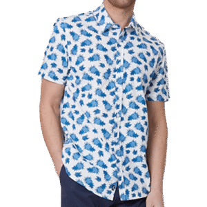 Off White Blue Pineapple Short Sleeve Shirt