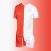 Red and White Colour Block Muscle Fit Short Set