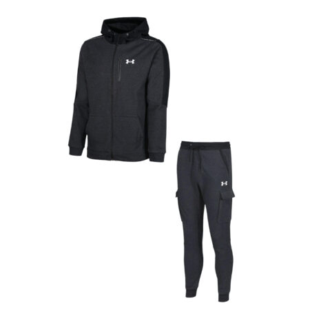 1370147-001-UNDER ARMOUR MEN'S FLEECE CARGO TRACKSUIT DARK GREY-Merch-&-Carter