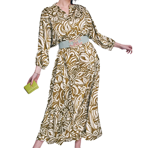 38330117-1264a Floral Print Button Up Tiered Dress