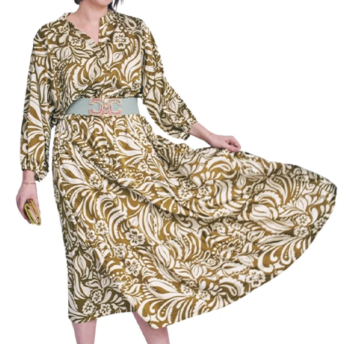 Floral Print Button Up Tiered Dress