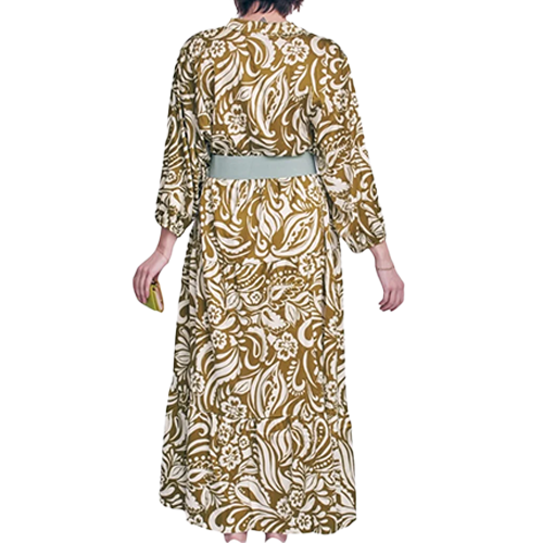 38330117-1264c Floral Print Button Up Tiered Dress