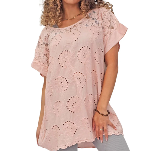 Floral Embroidered Pattern Tunic Cotton Top
