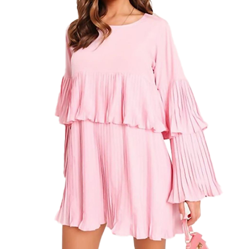 Job Lot Pleated Ruffle Mini Dress